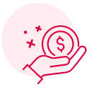 coin in hand icon red