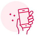 mobile phone in hand icon red